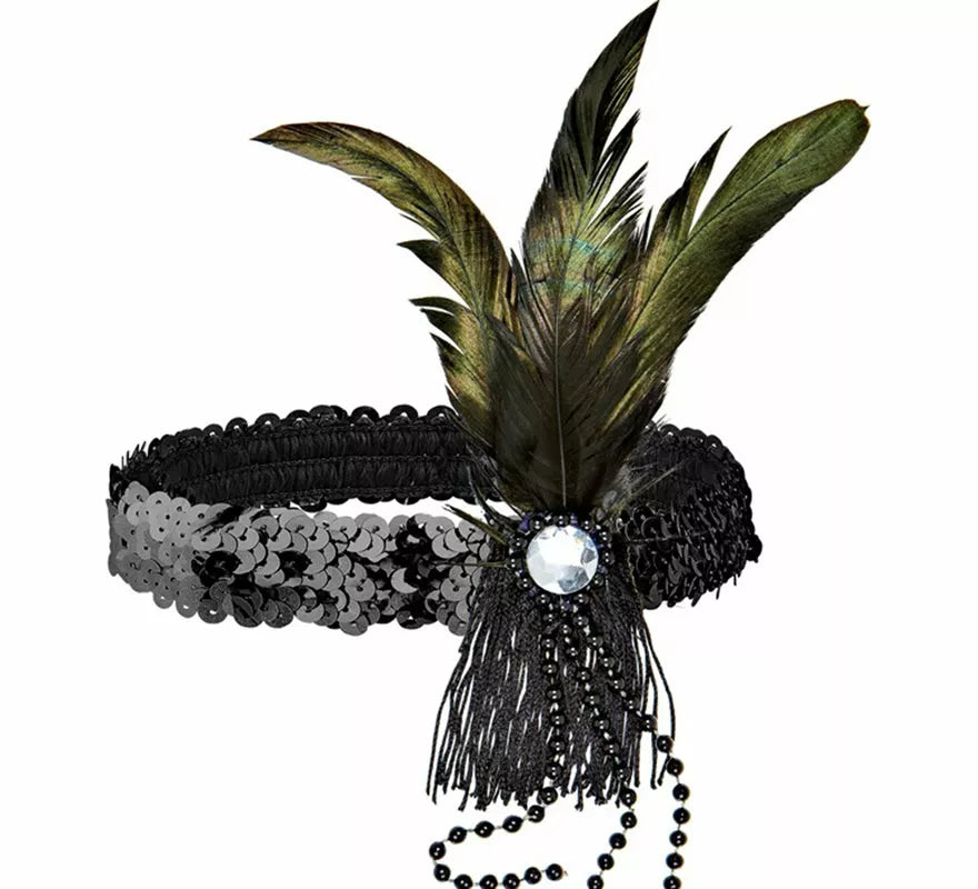 Cinta negra con Plumas de Cabaret