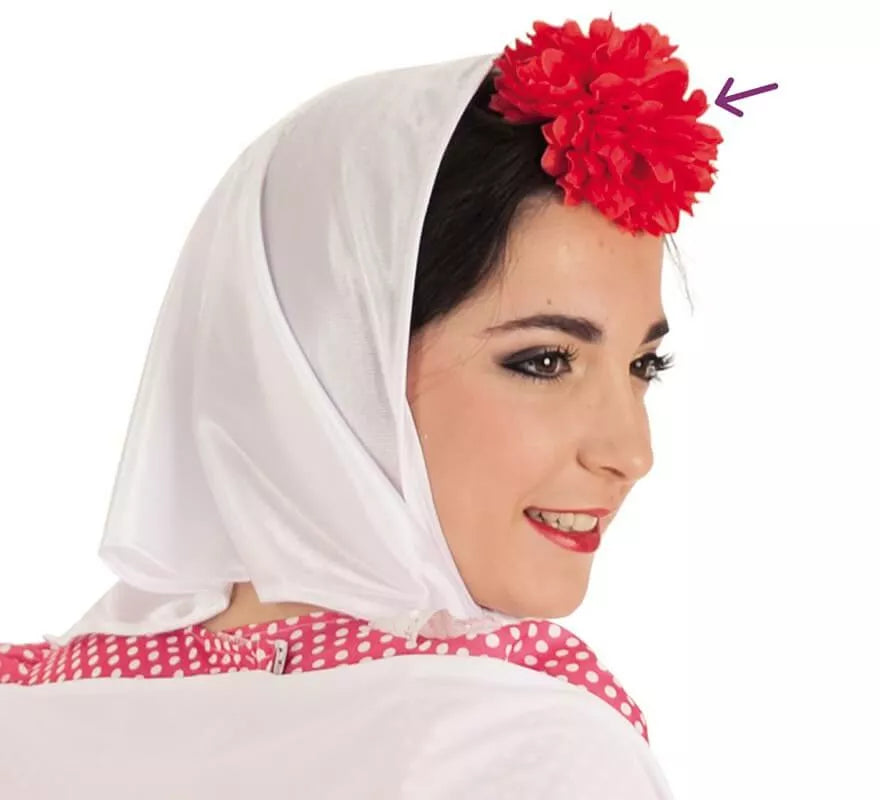 Clavel Rojo Sevillana o Chulapa de 8 cm con Pinza