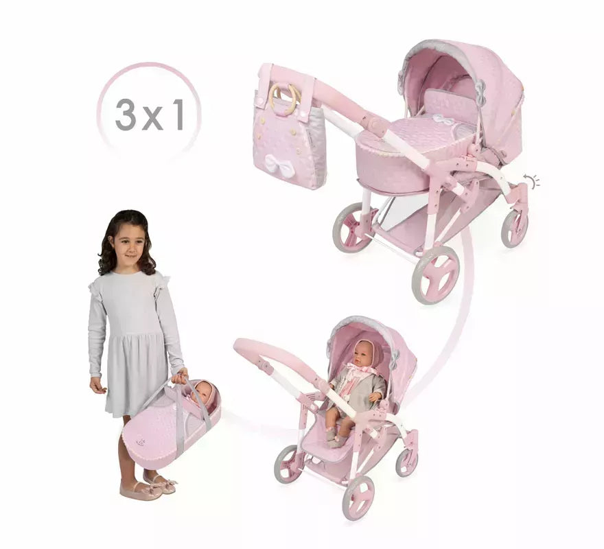 Coche de Muñecas de hasta 48 cm 3 en 1 Plegable
