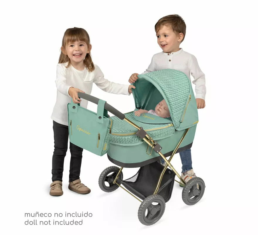 Coche de Muñecas de hasta 48 cm Plegable con Sombrilla y Bolso