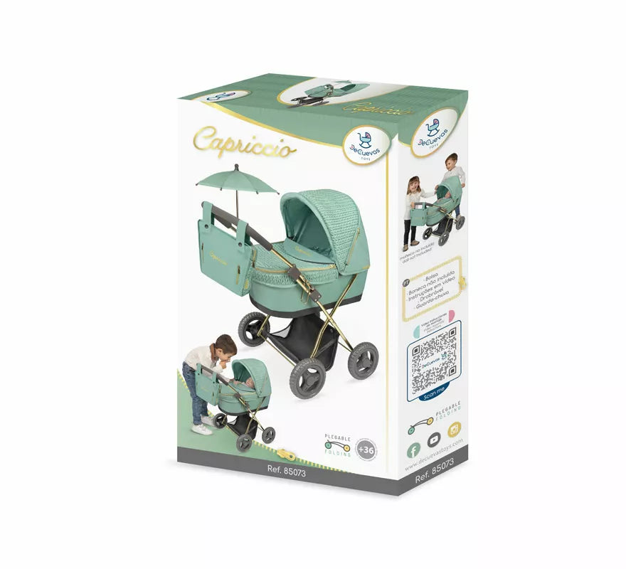 Coche de Muñecas de hasta 48 cm Plegable con Sombrilla y Bolso