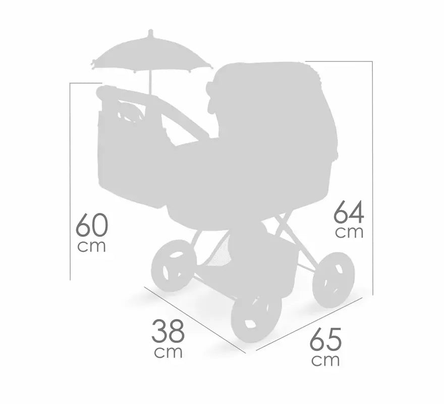 Coche de Muñecas de hasta 48 cm Plegable con Sombrilla y Bolso