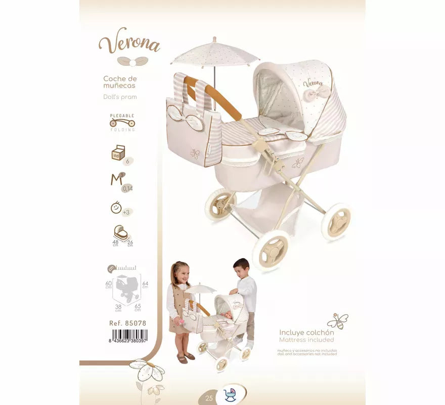 Translation missing: en.Coche de Muñecas de hasta 48 cm Plegable con Sombrilla y Bolso