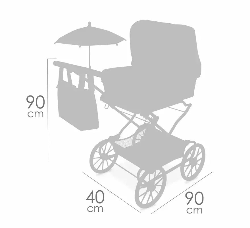 Translation missing: en.Coche Reborn de hasta 55 cm Plegable con Sombrilla y Bolso