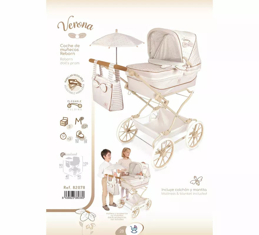 Translation missing: en.Coche Reborn de hasta 55 cm Plegable con Sombrilla y Bolso