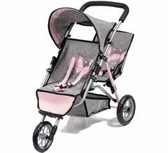 Butterfly Twin Doll Stroller with 3 Wheels