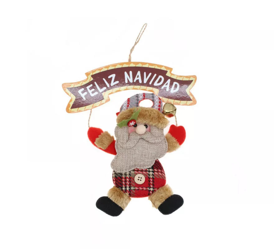 Translation missing: en.Colgante Árbol de Navidad de Papá Noel con cartel de 19x16 cm