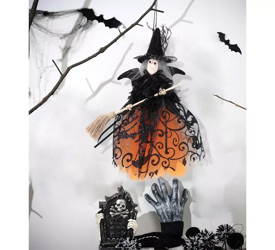 Colgante Bruja Luxe naranja 29 cm