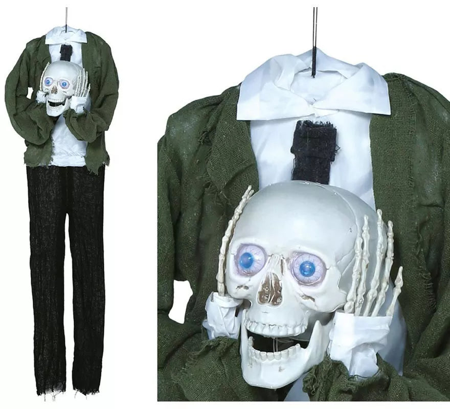 Colgante Calavera con Cabeza en Manos con Luz, Sonido y Movimiento 145 cm