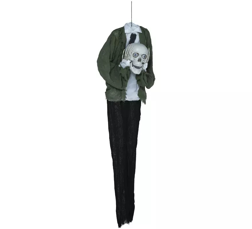 Colgante Calavera con Cabeza en Manos con Luz, Sonido y Movimiento 145 cm