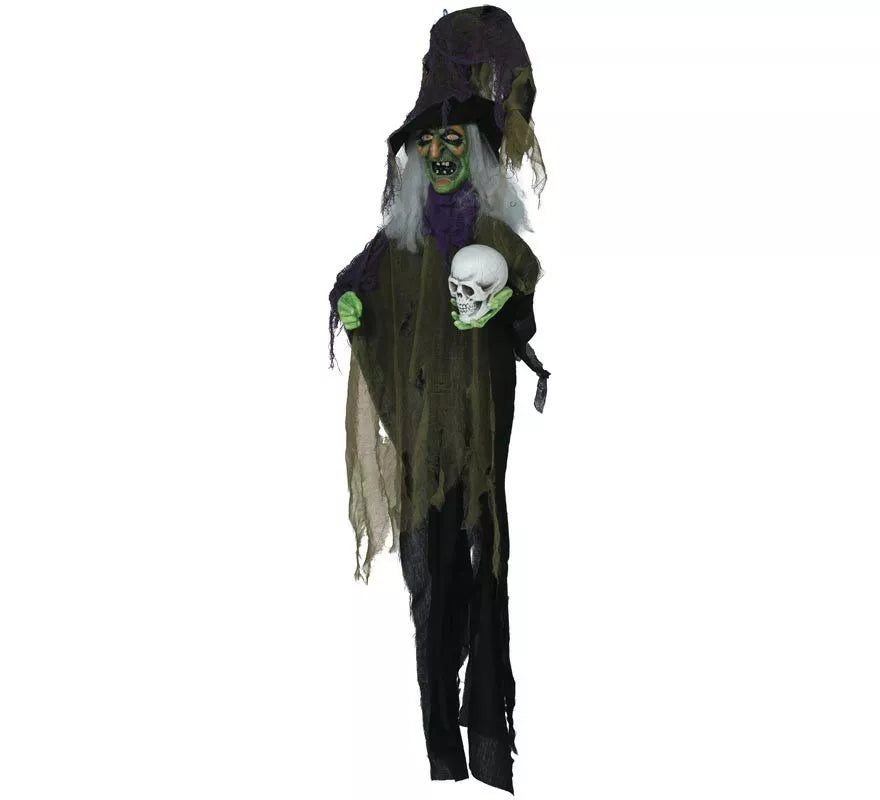 Colgante de Bruja con Calavera con Luz, Sonido y Movimiento 180 cm