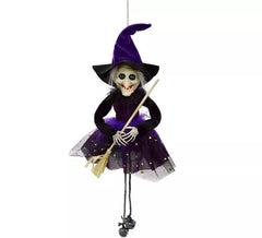 Purple Witch Pendant with Broom 45cm