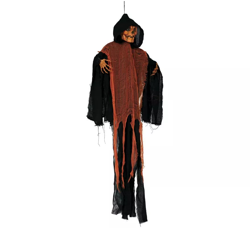 Colgante de Calavera naranja con Luz, Sonido y Movimiento 130 cm