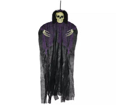 Black and lilac tunic skeleton pendant, 90 cm