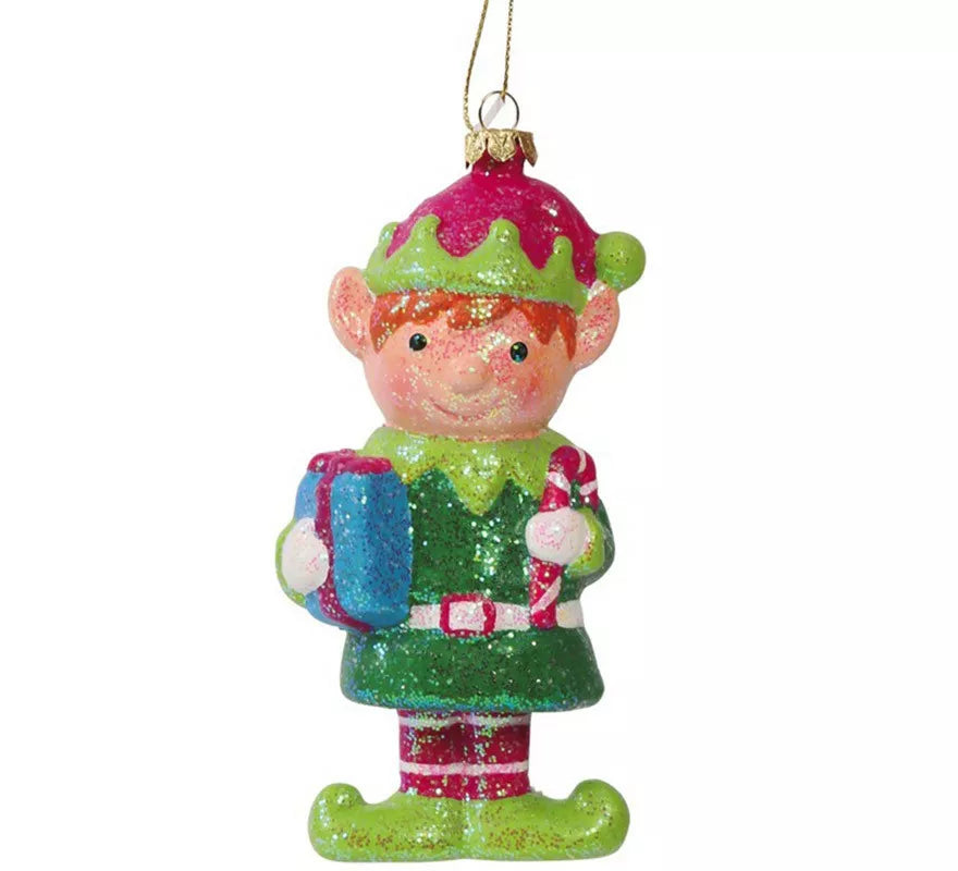 Colgante Elfo con Regalo Azul de 14 cms