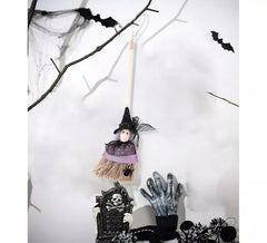 39 cm Straw Broom Pendant with Witch