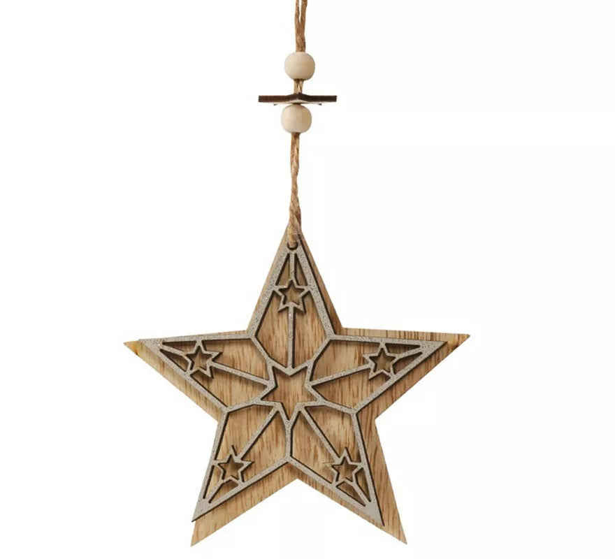 Translation missing: en.Colgante Estrella de Madera de 12 cms