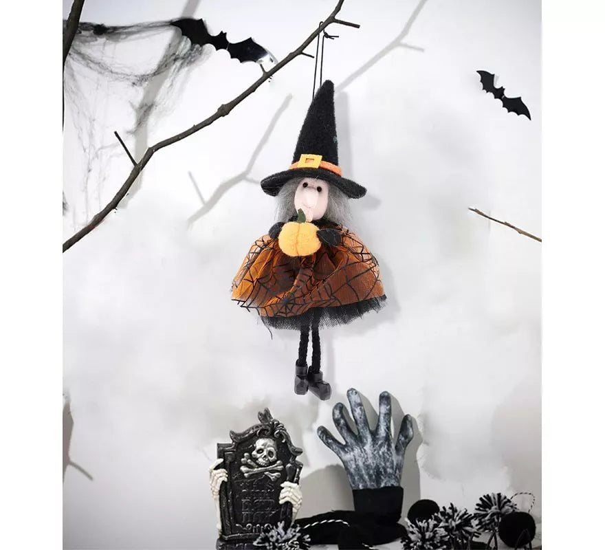 Colgante Muñeca Bruja con Calabaza 21 cm