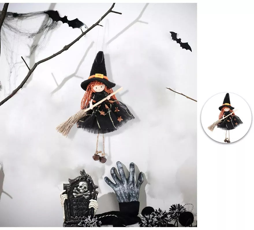 Colgante Muñeca Bruja con Escoba 20 cm