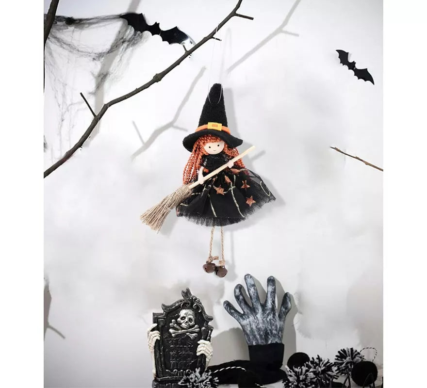 Colgante Muñeca Bruja con Escoba 20 cm