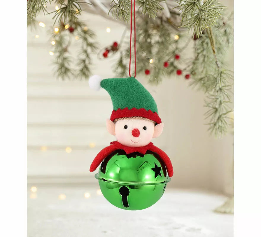 Translation missing: en.Colgante Navideño de Campana Elfo verde de 11 cm