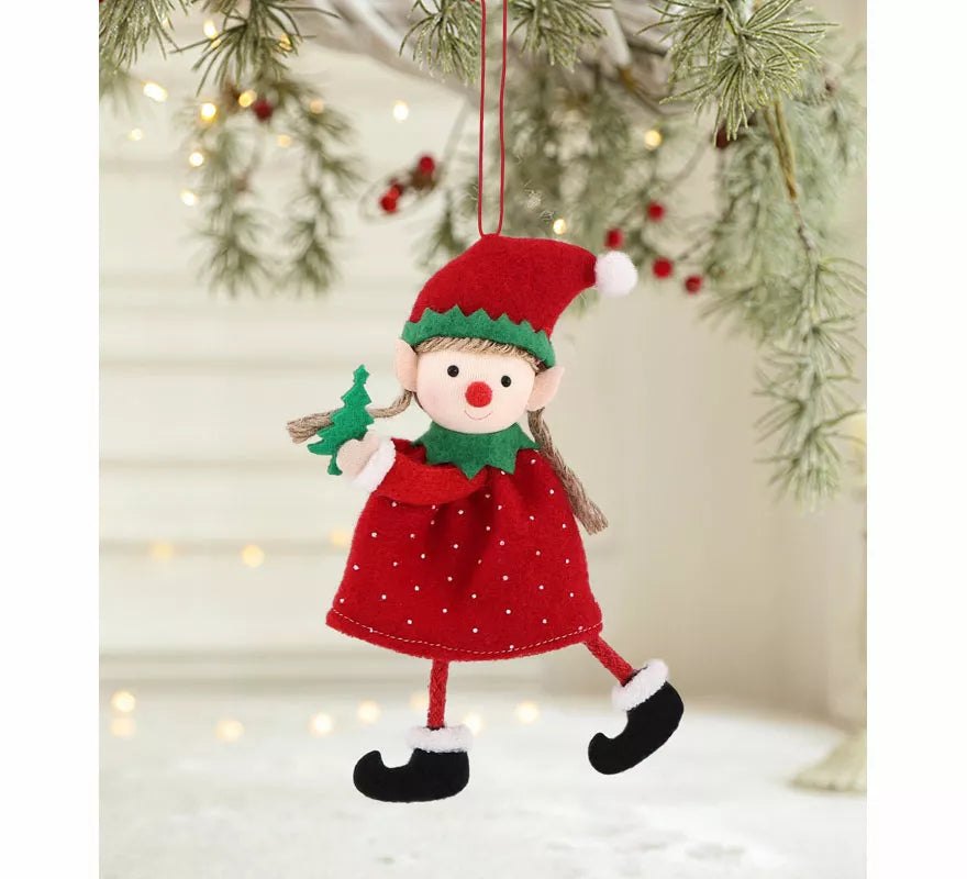 Translation missing: en.Colgante Navideño de Elfa con Árbol Navidad de 16 cm