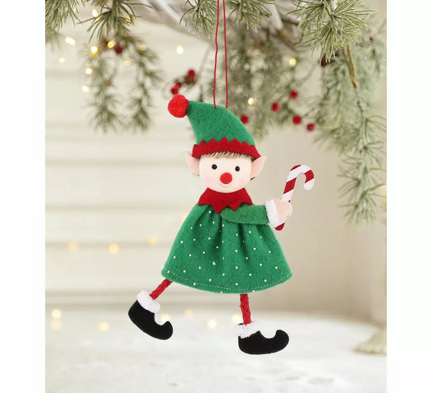 Translation missing: en.Colgante Navideño de Elfo con Bastón de Caramelo de 16 cm