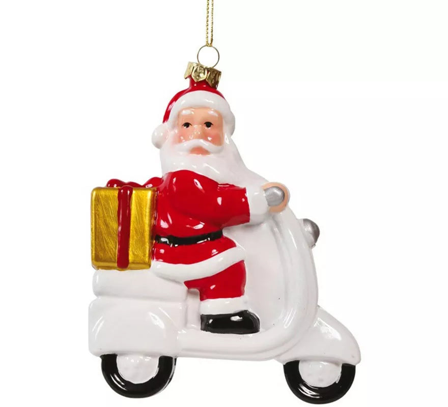 Colgante Noel en Moto Blanca de 14 cms
