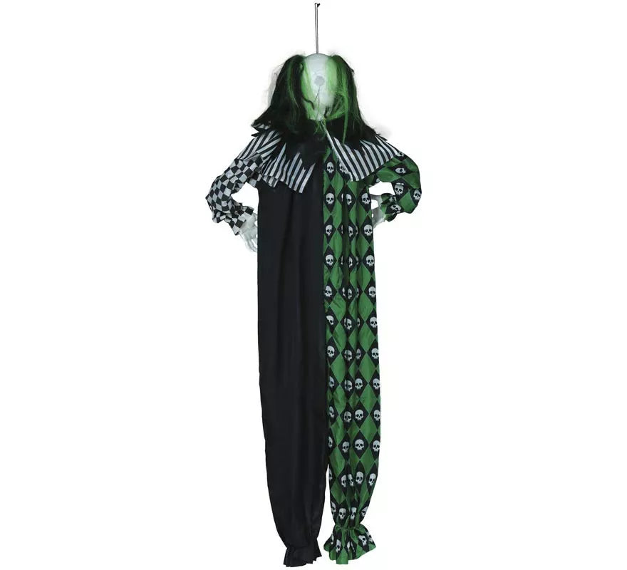 Colgante Payaso Verde con Luz, Sonido y Movimiento 165 cm