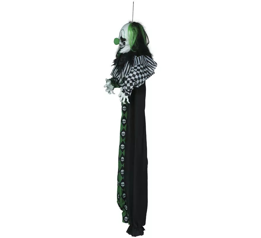 Colgante Payaso Verde con Luz, Sonido y Movimiento 165 cm