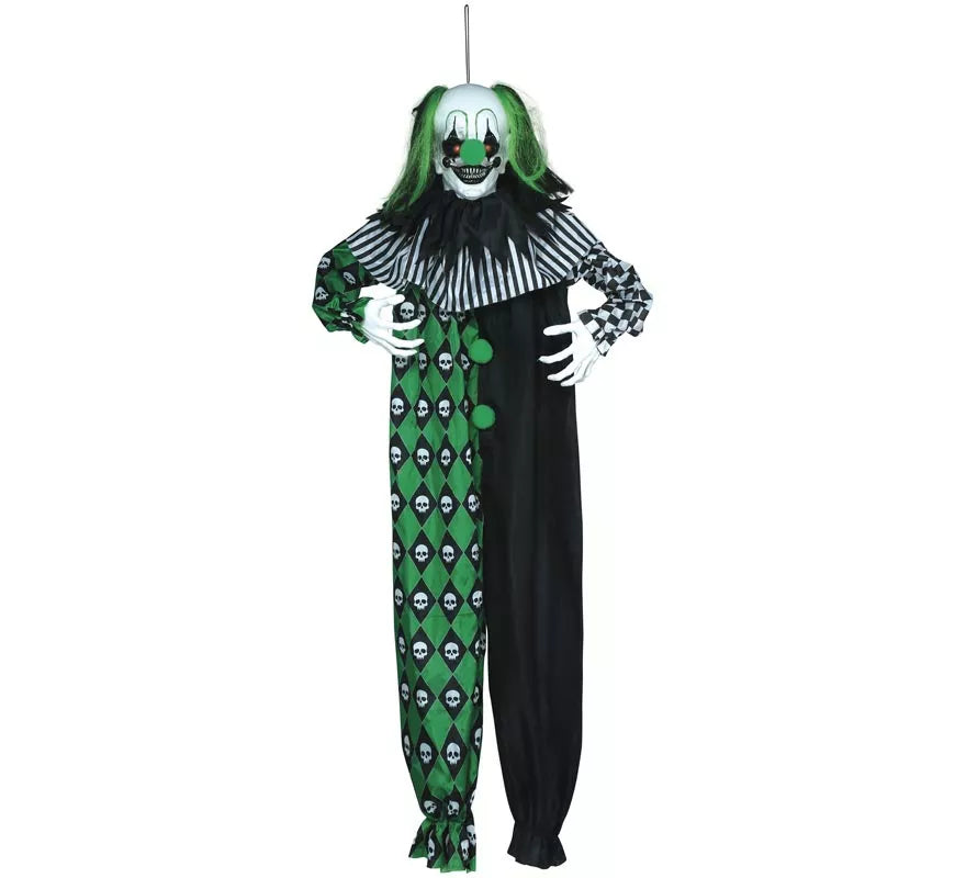 Colgante Payaso Verde con Luz, Sonido y Movimiento 165 cm