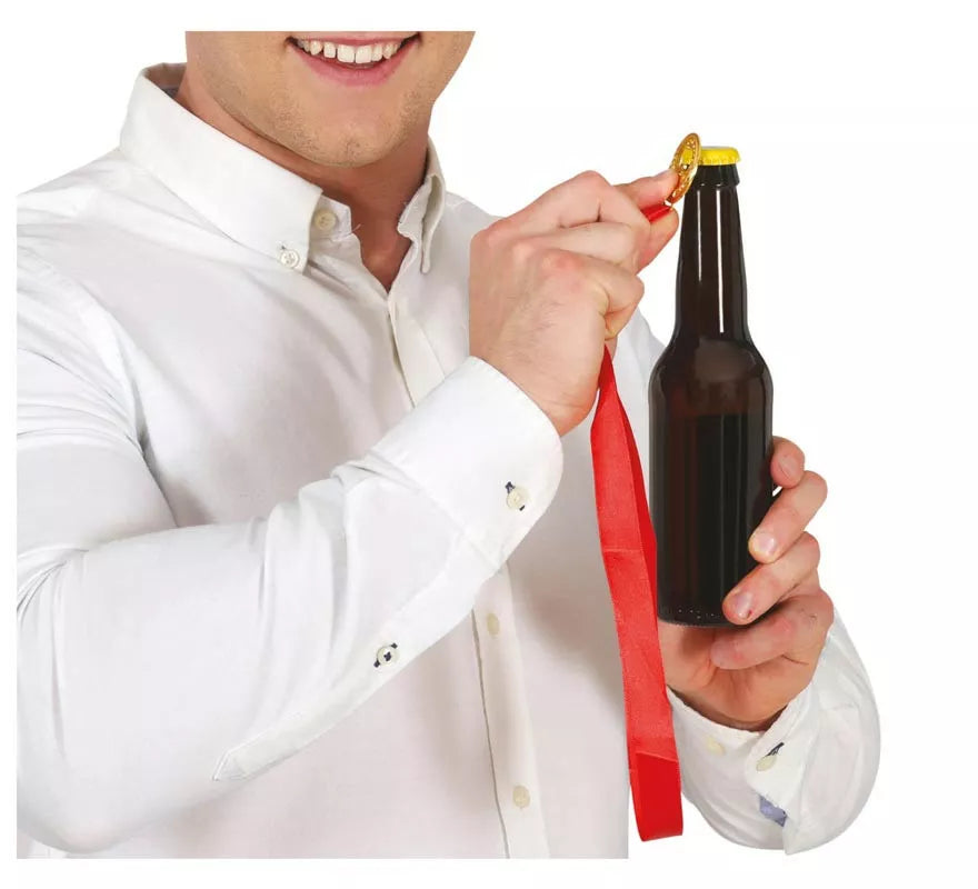 Collar Abre Botellas con cinta roja