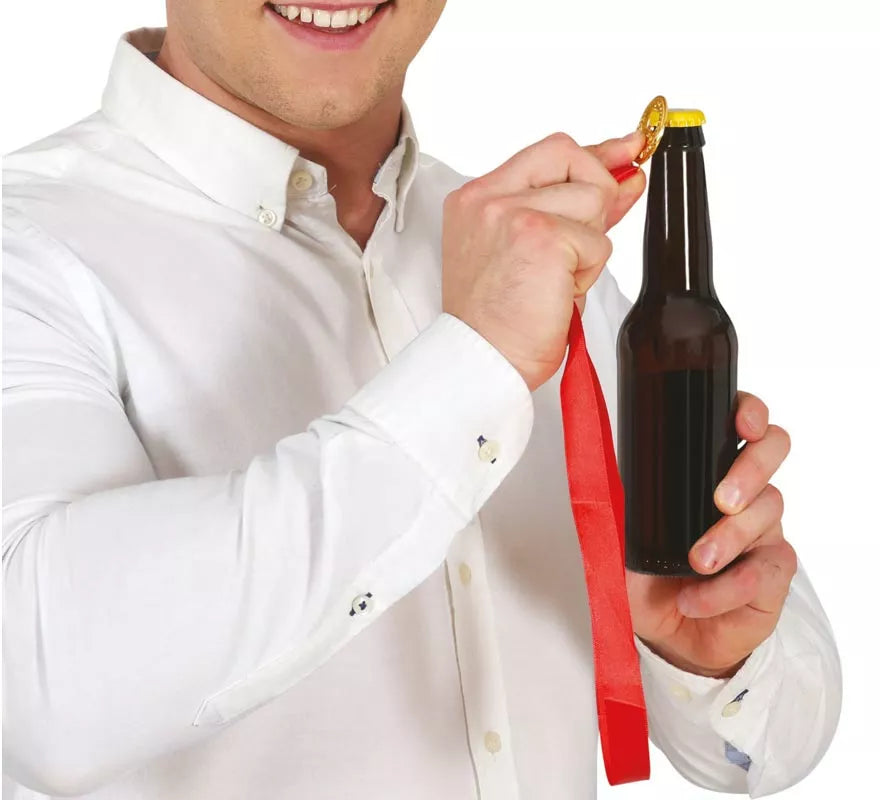 Collar Abre Botellas con cinta roja
