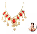 Collar Árabe cascada con piedras rojas