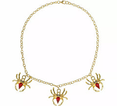Golden and red spider necklace