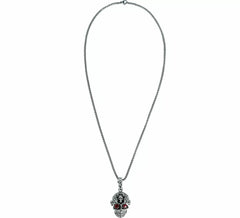 Skull Head Necklace Red Eyes Metal, 5.5 cm