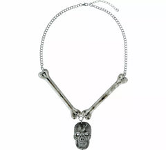 Metal Skull and Bones Necklace