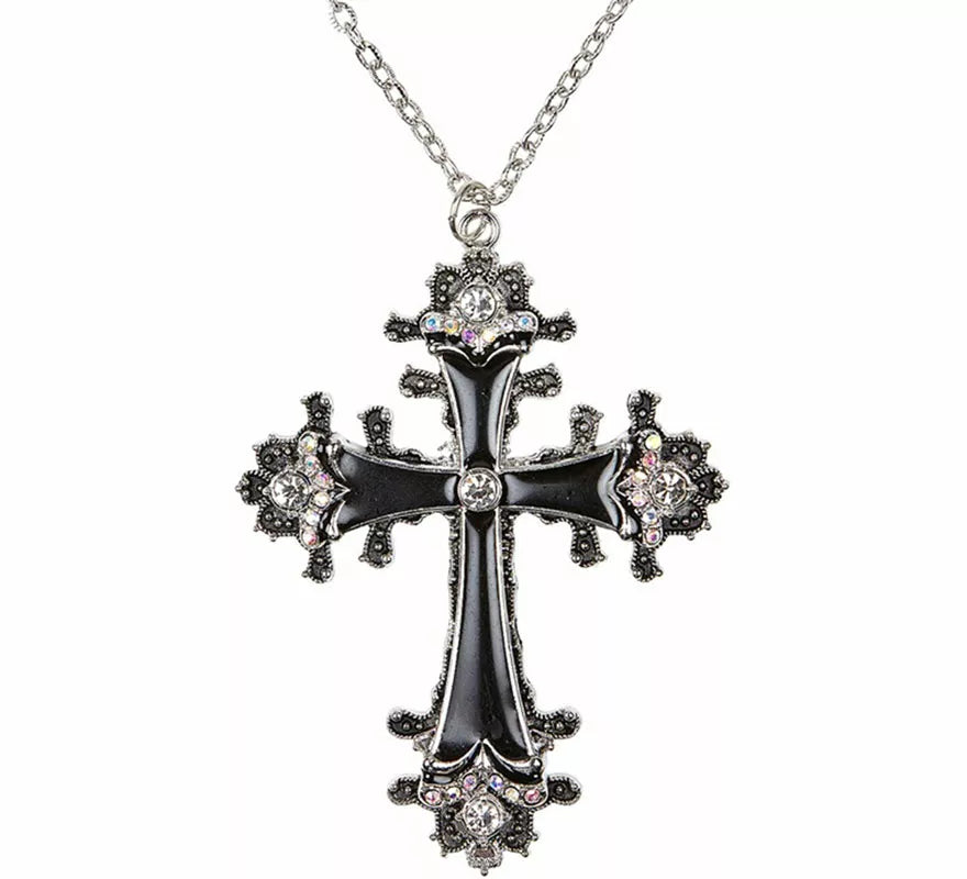 Translation missing: en.Collar con Colgante de Cruz negra con Strass