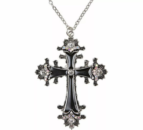 Collar con Colgante de Cruz negra con Strass