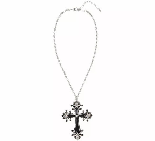 Collar con Colgante de Cruz negra con Strass