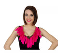 Collar con plumas de color rosa