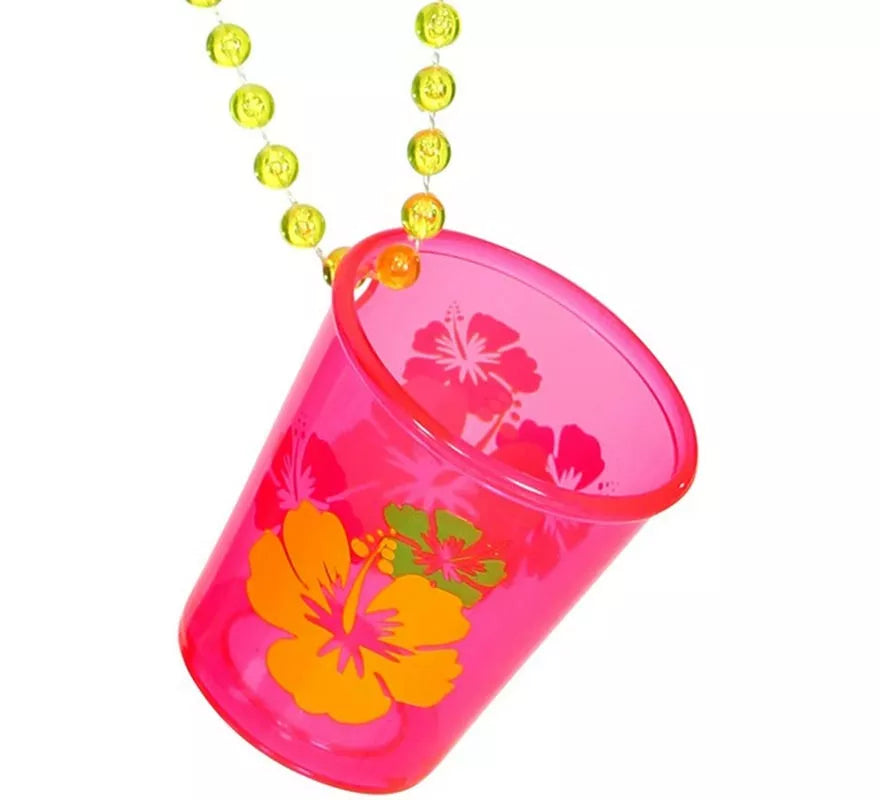 Translation missing: en.Collar con Vaso de Chupito Shot rosa neón y flores