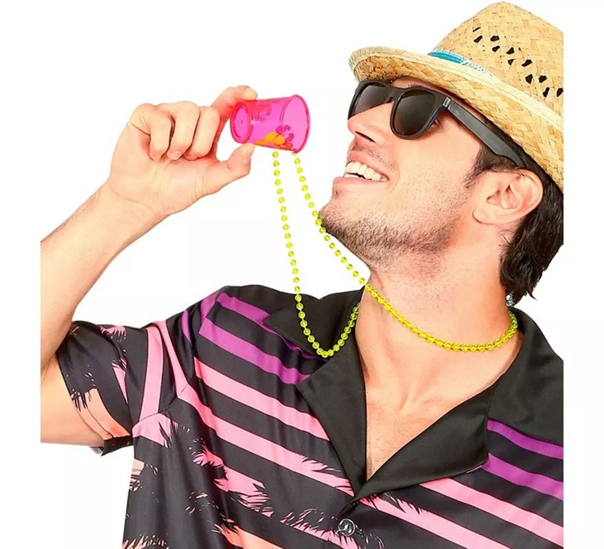 Translation missing: en.Collar con Vaso de Chupito Shot rosa neón y flores