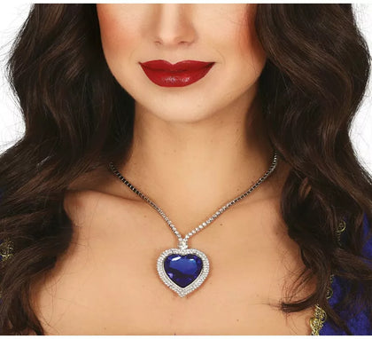 Collar Corazón azul metálico