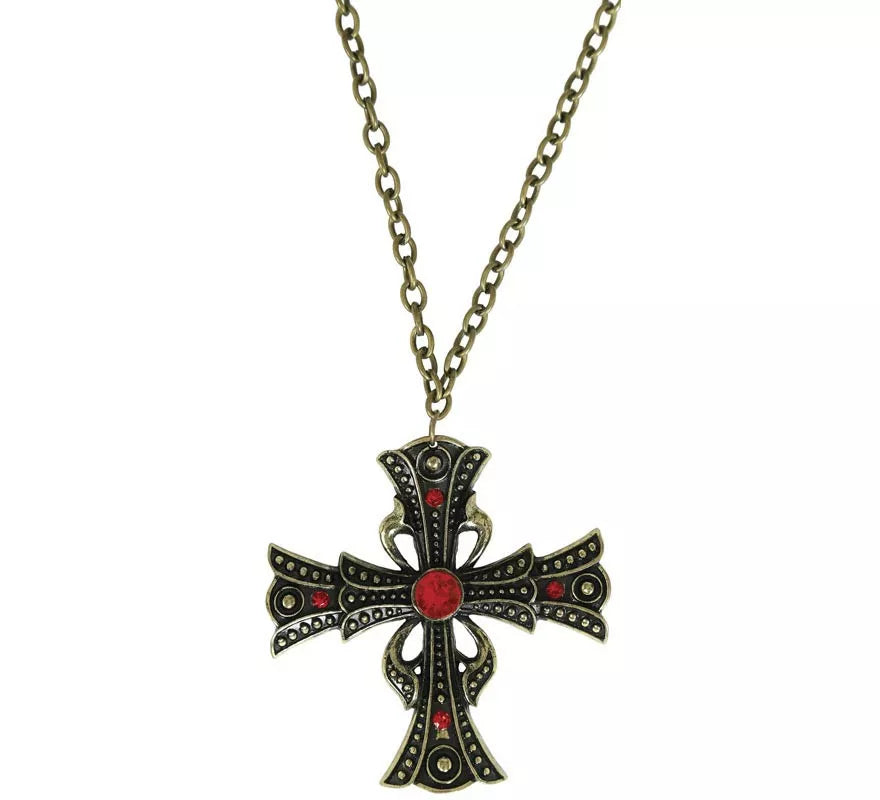 Translation missing: en.Collar Cruz con Rubí 6 cm