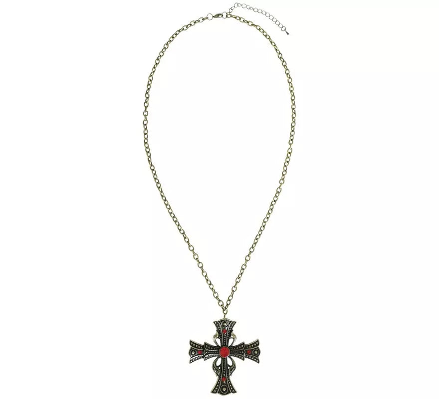 Collar Cruz con Rubí 6 cm