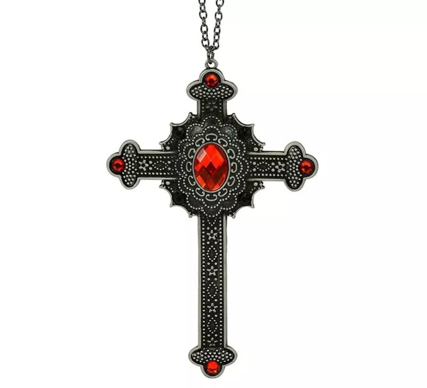 Translation missing: en.Collar Cruz Gótica con Gemas rojas