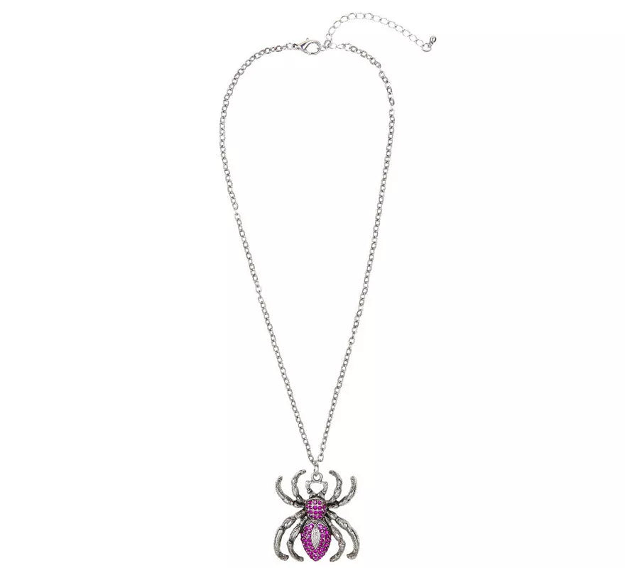 Translation missing: en.Collar de Araña Violeta y Plateado con Pedrería