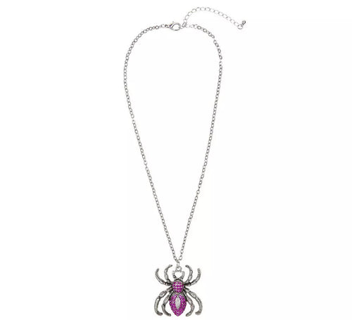Collar de Araña Violeta y Plateado con Pedrería