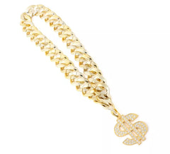 Colar de corrente com cifrão de diamante
